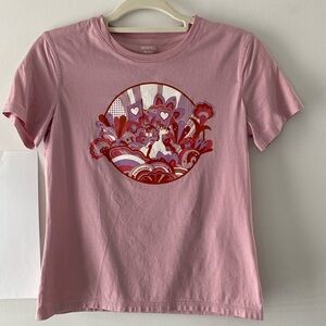 SOLD! HERMÈS PINK COTTON MICRO PRINT CARTOUCHE T-SHIRT